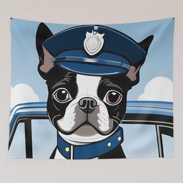Item preview, Fearless Crime Fighting Police Boston Terriers designed and sold by Hall-O-Gram.