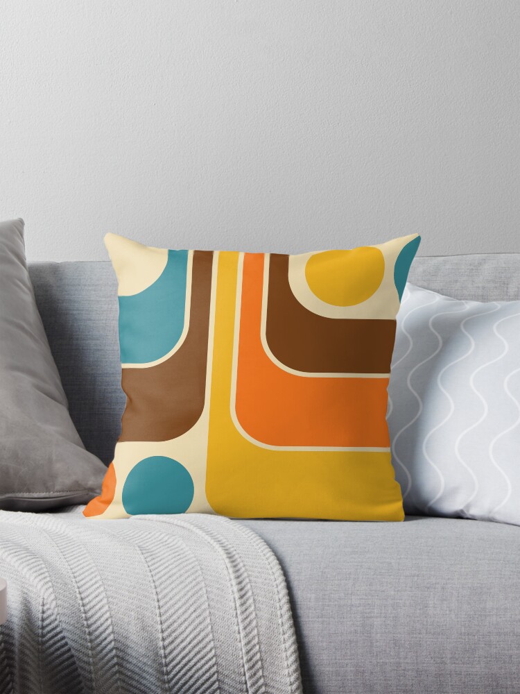 Thumbnail 1 of 4, Pillow, Striped Retro Geometric Design designed and sold by tonymagnerart.