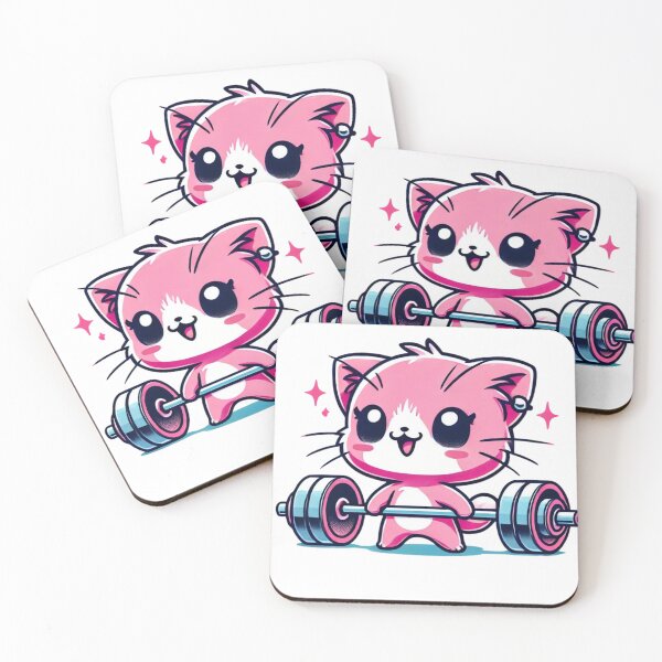 Item preview, Anime Gym Cat Pink Weightlifting Cat Doodle designed and sold by JediKittenWars.