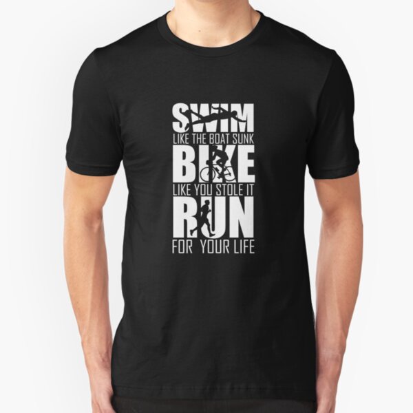 Triathlon - Schwimmen, Fahrradfahren, Laufen, Lustiger Triathlet Slim Fit T-Shirt