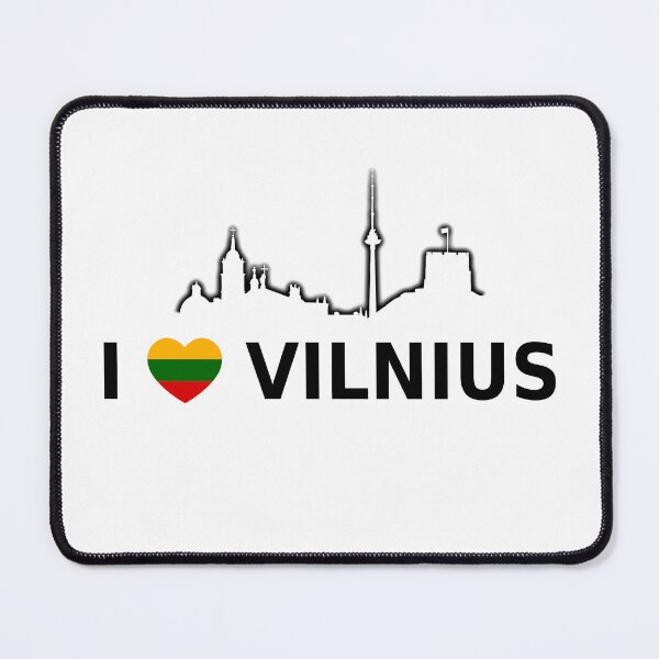 Item preview, Vilnius text- I LOVE VILNIUS with Vilnius city buildings drawing designed and sold by Vetagio.