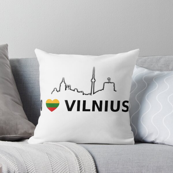 Item preview, Vilnius text- I LOVE VILNIUS with Vilnius city buildings drawing designed and sold by Vetagio.