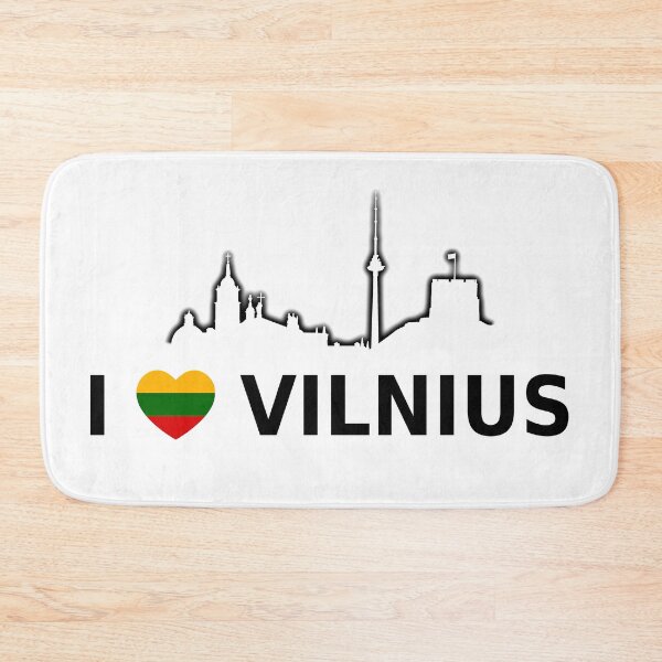 Item preview, Vilnius text- I LOVE VILNIUS with Vilnius city buildings drawing designed and sold by Vetagio.
