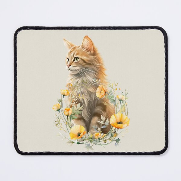 Item preview, Yellow Flowers Cat designed and sold by HappyLifeCreate.