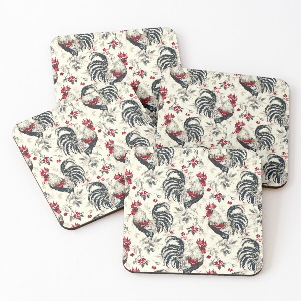 Item preview, Vintage Red and Black Roosters designed and sold by ColorFlowArt.
