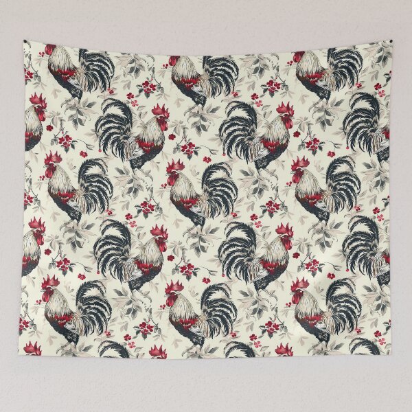 Item preview, Vintage Red and Black Roosters designed and sold by ColorFlowArt.