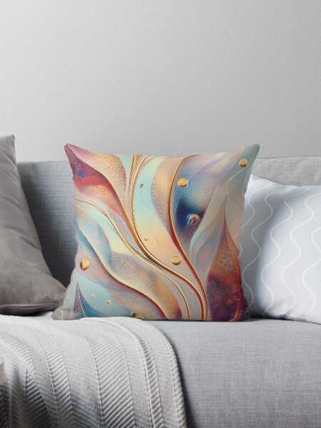 Aperçu de l'œuvre Motif de feuilles pastel exotiques, feuilles florales texturées rustiques vintage dans des couleurs neutres et pastel, lueur dorée, rayonnante, chatoyante  créée et vendue par navitalidesign.