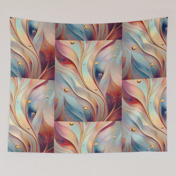 Item preview, Exotic Pastel leaf pattern, Textured Rustic Vintage floral leaves in neutral, pastel colours, golden glow, radiant, shimmering designed and sold by navitalidesign.