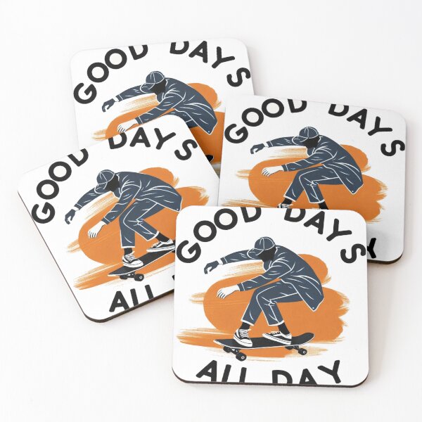 Item preview, Good Days All Day Mantra Quote , Cool Man Skateboard Navy Orange designed and sold by Nanthanon.
