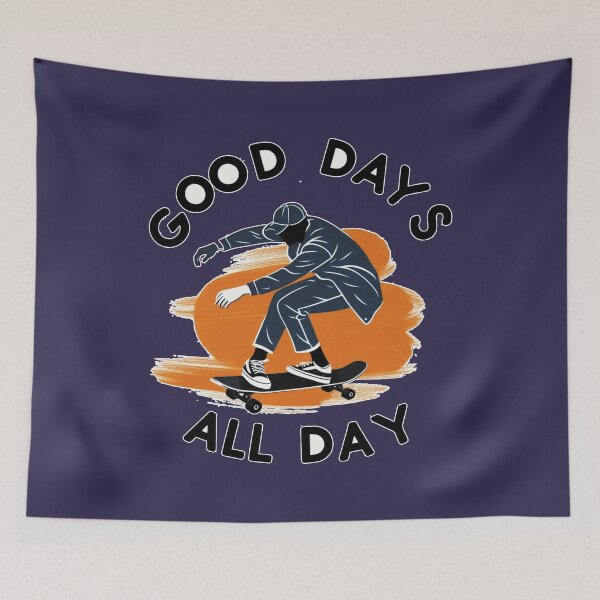 Item preview, Good Days All Day Mantra Quote , Cool Man Skateboard Navy Orange designed and sold by Nanthanon.