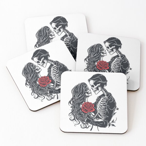 Item preview, Skeleton Couple with Rose - Romantic Gothic Art designed and sold by Petru&Myself.