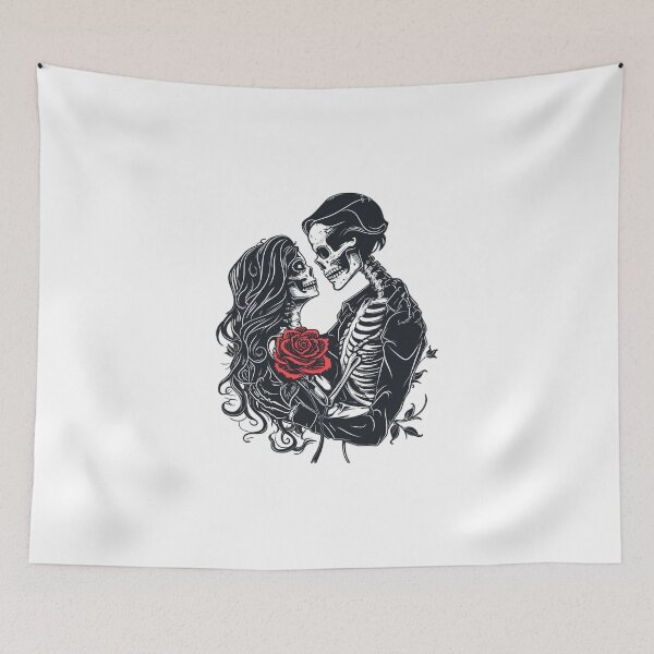 Item preview, Skeleton Couple with Rose - Romantic Gothic Art designed and sold by Petru&Myself.