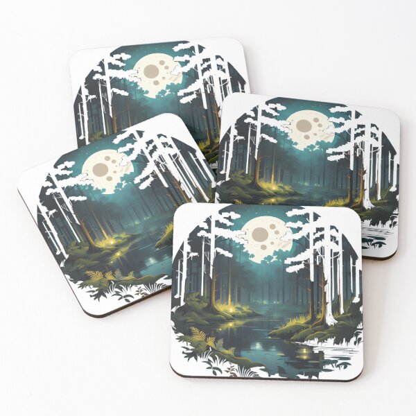 Item preview, Pixelated Night Forest Landscape designed and sold by michaelolsonciz.