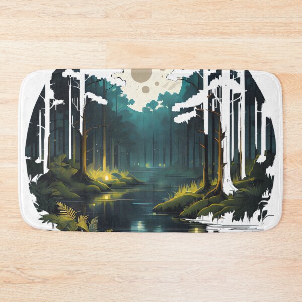 Item preview, Pixelated Night Forest Landscape designed and sold by michaelolsonciz.