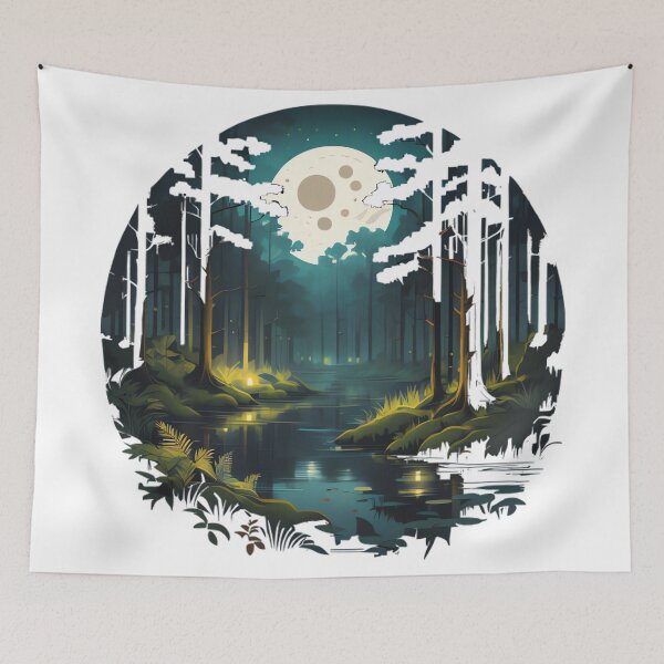 Item preview, Pixelated Night Forest Landscape designed and sold by michaelolsonciz.