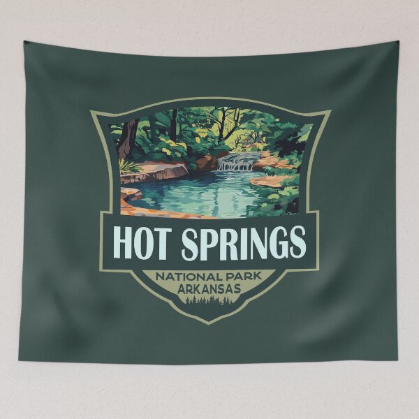 Item preview, Hot Springs National Park Illustration Retro Badge designed and sold by KrisSidDesigns.