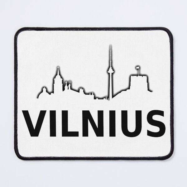 Item preview, "Vilnius" simple text with city buildings graphics designed and sold by Vetagio.