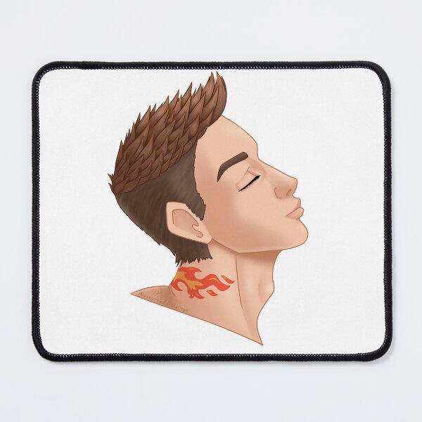 Aperçu de l'œuvre Profil masculin avec tatouage sur la nuque (nb). créée et vendue par AssortedDrawings.