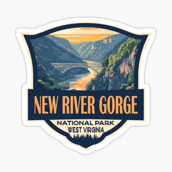 Item preview, New River Gorge National Park Illustration Retro Badge designed and sold by KrisSidDesigns.