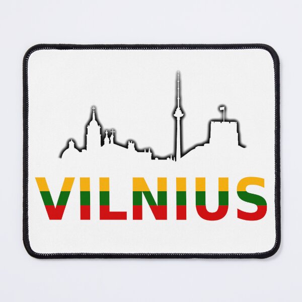 Item preview, "Vilnius" simple text with city buildings graphics designed and sold by Vetagio.