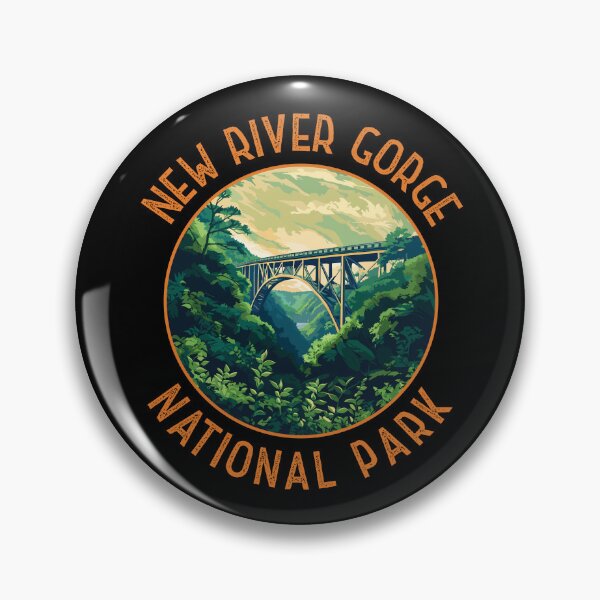 Artikelvorschau, New River Gorge Nationalpark Retro Distressed Kreis entworfen und verkauft von KrisSidDesigns.