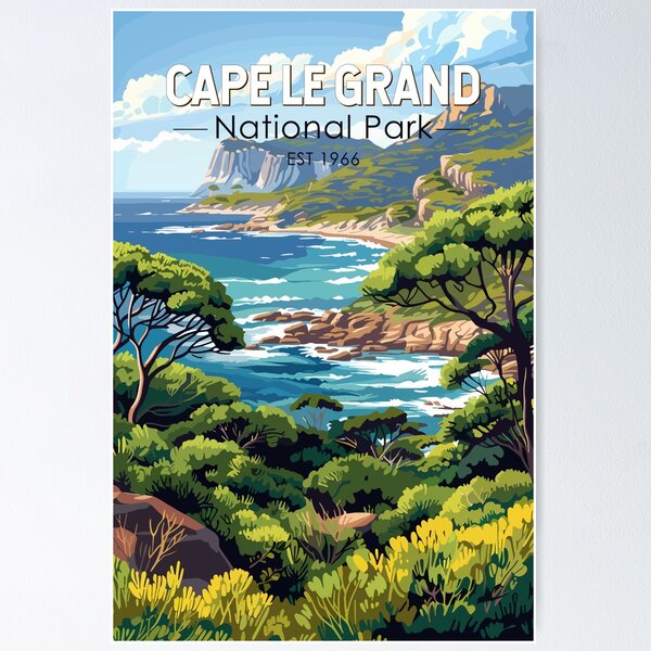 Item preview, Cape Le Grand National Park Australia Travel Art Vintage designed and sold by KrisSidDesigns.