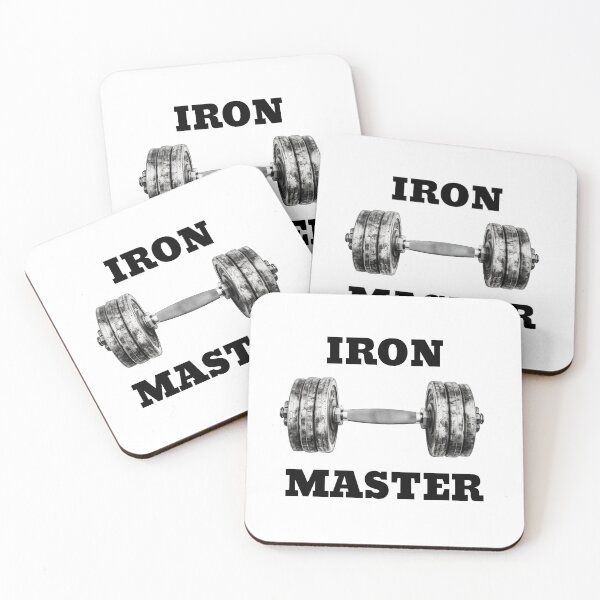 Item preview, IRON MASTER, Black Lettering Black and White Dumbbell Design designed and sold by Primal Pump Co LTD.