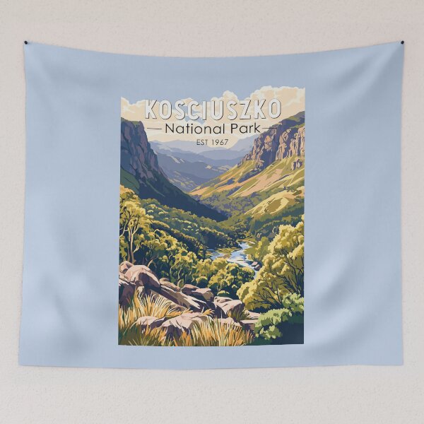 Item preview, Kosciuszko National Park Australia Travel Art Vintage designed and sold by KrisSidDesigns.