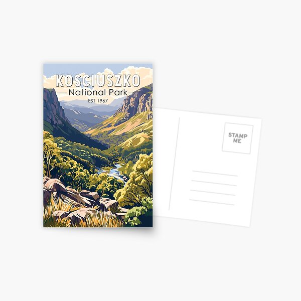 Item preview, Kosciuszko National Park Australia Travel Art Vintage designed and sold by KrisSidDesigns.