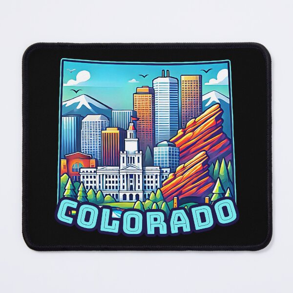 Item preview, Colorado State Map USA Skyline and Landmarks Illustration- travel souvenir art designed and sold by Unitepeople.