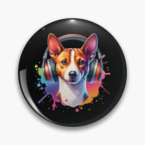 Item preview, Basenji with Headphones designed and sold by MyCozyCorner24.