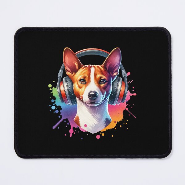 Item preview, Basenji with Headphones designed and sold by MyCozyCorner24.