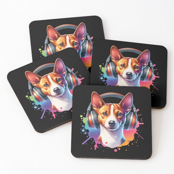 Item preview, Basenji with Headphones designed and sold by MyCozyCorner24.