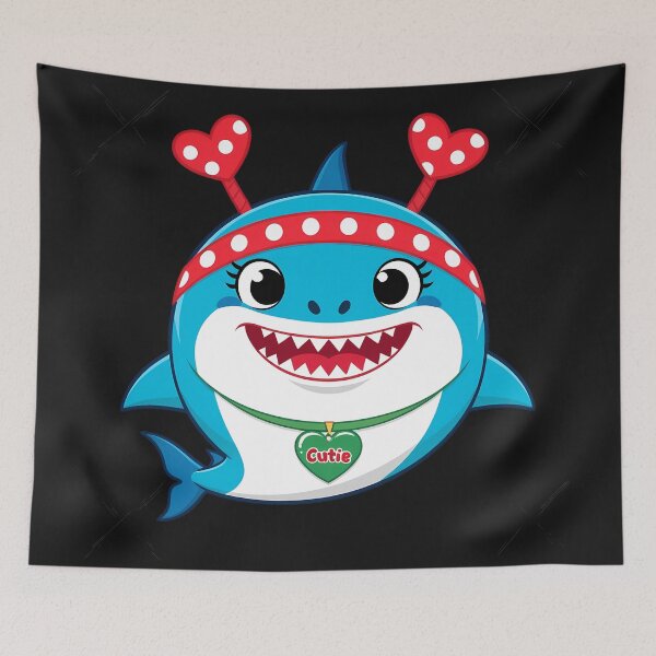 Item preview, Adorable Cartoon Shark with Heart Antennae - Cute and Fun designed and sold by zoughlal.
