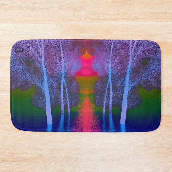 Item preview, Festival atmosphere - psychedelic forest, bathed in sea and setting sun - shades of navy blue, magenta  and purple. designed and sold by My-fake-places.