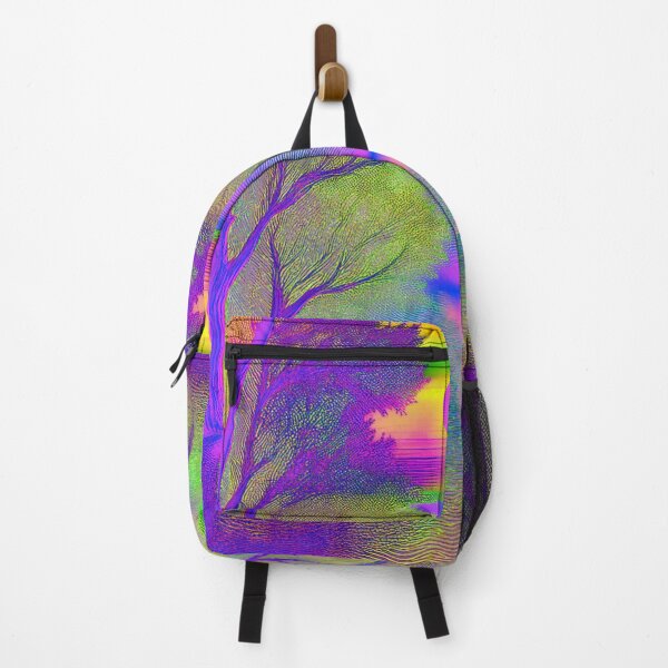 Item preview, Festival atmosphere - psychedelic forest, bathed in sea and setting sun - shades of magenta, yellow and green. designed and sold by My-fake-places.