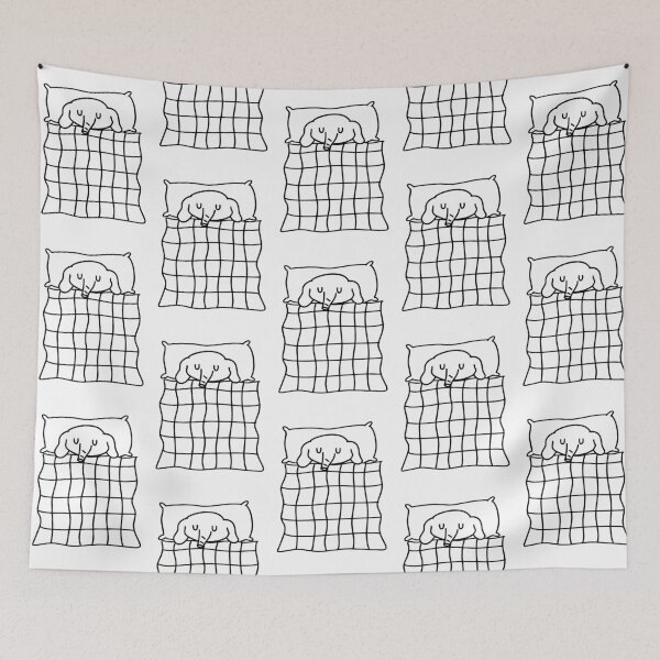 Item preview, Line Art of an Elephant Sleeping with a Blanket | Cute Character | Minimalist Design designed and sold by RM-Journey.