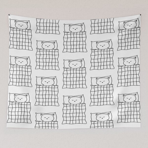 Item preview, Line Art of a Sleeping Cat with a Blanket | Cute Character | Minimalist Design designed and sold by RM-Journey.