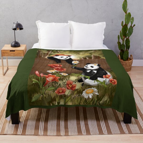Item preview, Adorable Pandas Exchanging Flowers: A Heartwarming Moment Captured designed and sold by Pandositive.