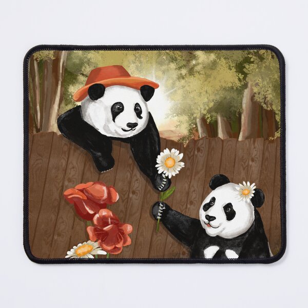 Item preview, Adorable Pandas Exchanging Flowers: A Heartwarming Moment Captured designed and sold by Pandositive.