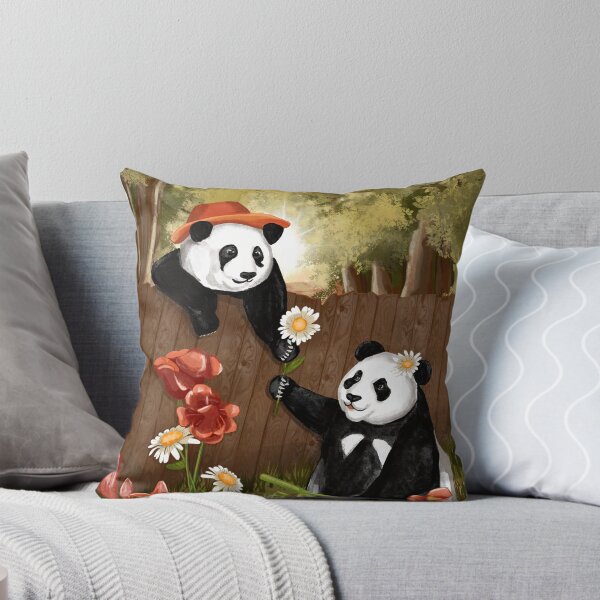 Item preview, Adorable Pandas Exchanging Flowers: A Heartwarming Moment Captured designed and sold by Pandositive.