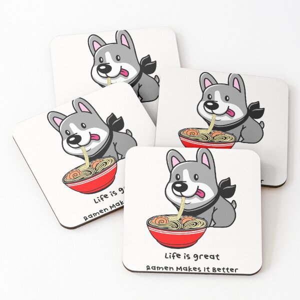 Item preview, Dog Eating Ramen Noodles designed and sold by Sartoris Art.