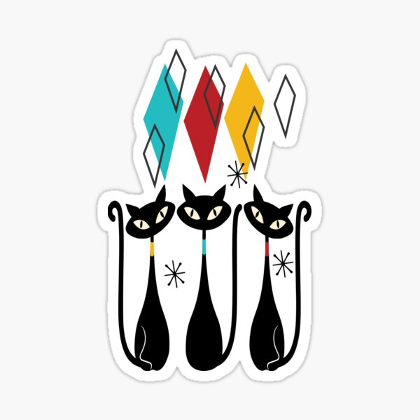 Atomic Siamese Triplet Cats in Mid Century Modern style Sticker