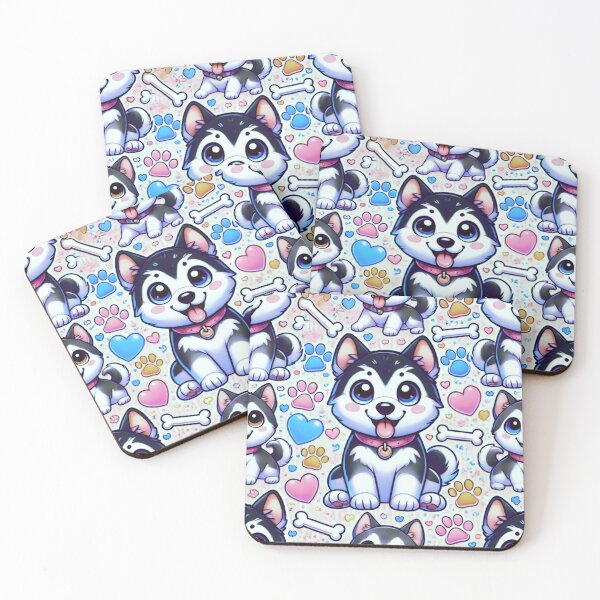 Item preview, Kawaii Husky Dog Pattern designed and sold by CritterManiaUK.