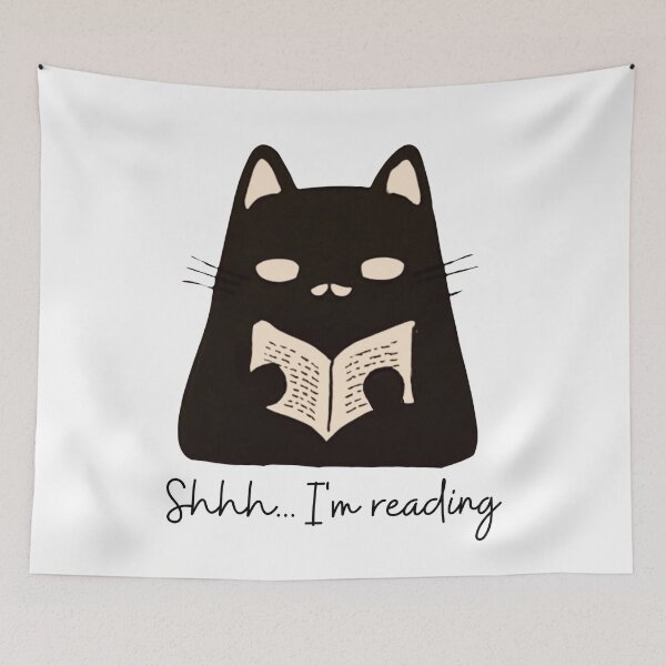 Item preview, Grumpy black cat. Shhh I'm reading designed and sold by Invisible-Cult.