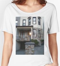 #Happiness, #Building, #Skyscraper, #NewYork, #Manhattan, #Street, #Pedestrians, #Cars, #Towers, #morning, #trees, #subway, #station, #Spring, #flowers, #Brooklyn  Women's Relaxed Fit T-Shirt