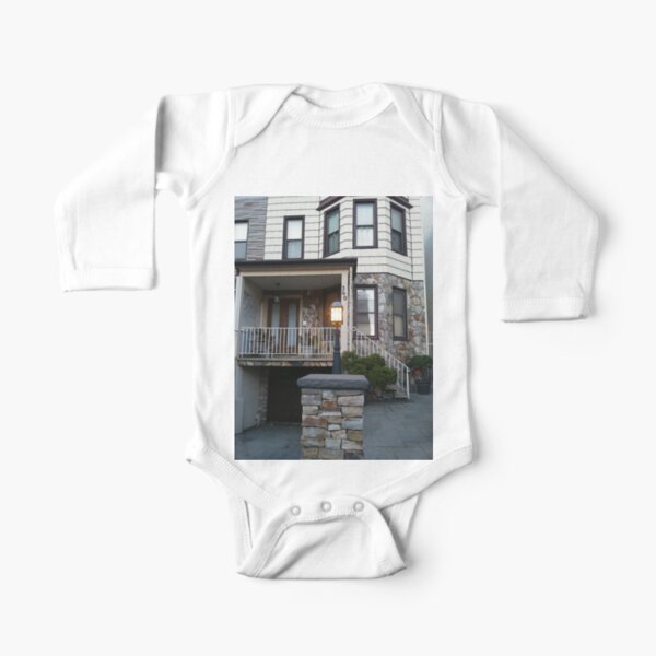 #Happiness, #Building, #Skyscraper, #NewYork, #Manhattan, #Street, #Pedestrians, #Cars, #Towers, #morning, #trees, #subway, #station, #Spring, #flowers, #Brooklyn  Long Sleeve Baby One-Piece