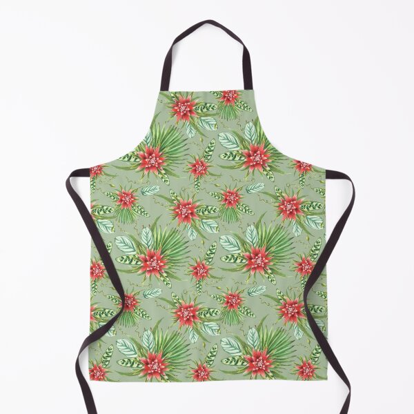 Item preview, Tropic red flowers and green leaves, summer exotic Hawaiian pattern Watercolor hand drawn designed and sold by BartolArt.