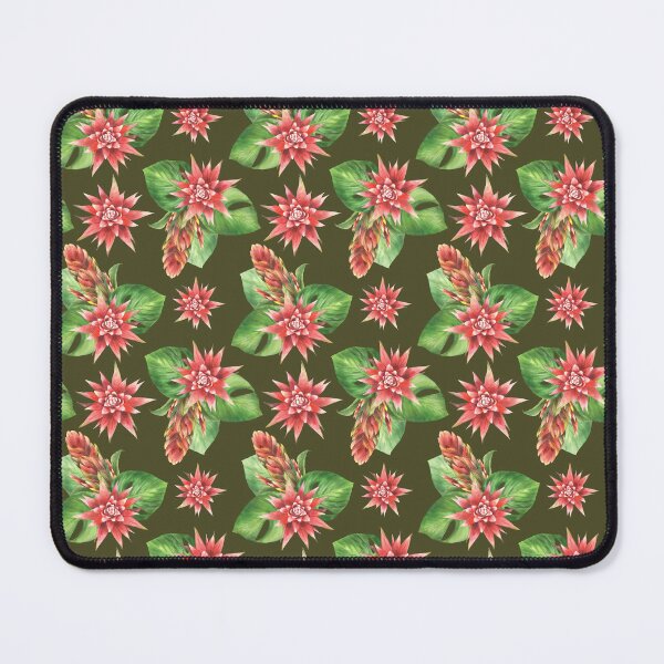 Item preview, Tropic bromeliad red flowers and green leaves. Summer pattern. Watercolor hand drawn designed and sold by BartolArt.