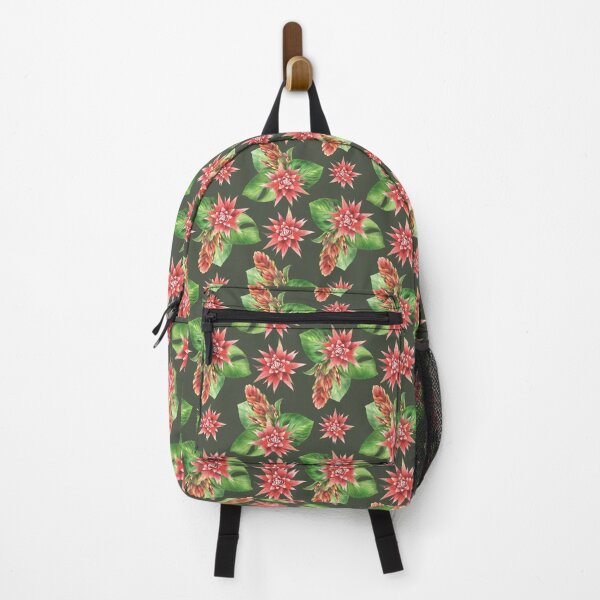 Item preview, Tropic bromeliad red flowers and green leaves. Summer pattern. Watercolor hand drawn designed and sold by BartolArt.